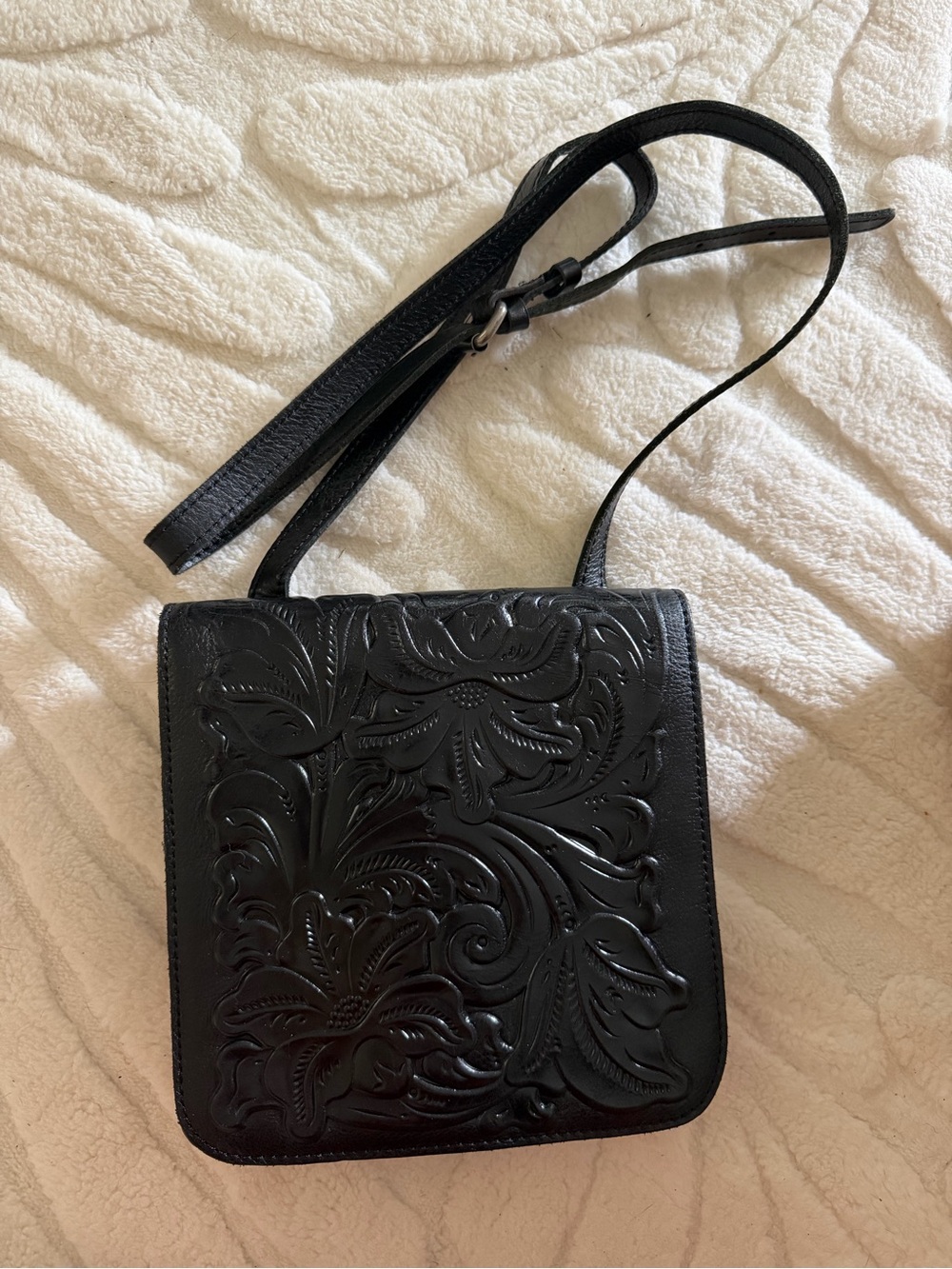 Patrica Nash Black Embossed Leather Crossbody Bag - Women